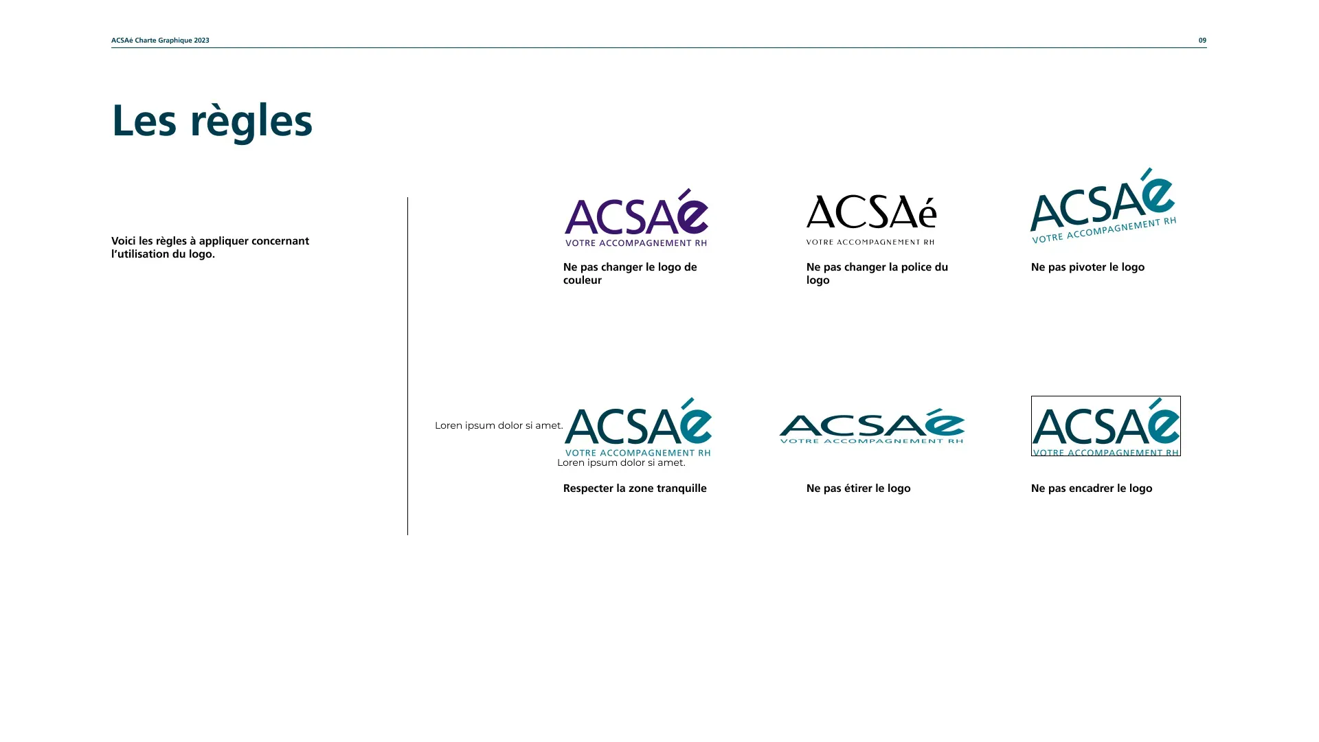 Aperçu des règles proposées dans le guide de style créé par l'agence web Bracket corp pour le projet ACSAé.