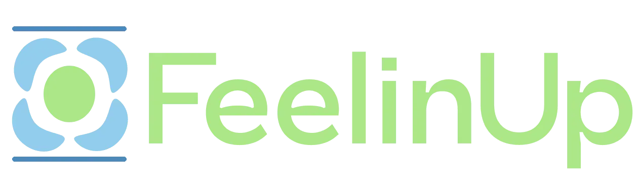 Logo texte créé par l'agence web Bracket Corp à l’effigie de FeelinUp, une application de suivi du bien-être.