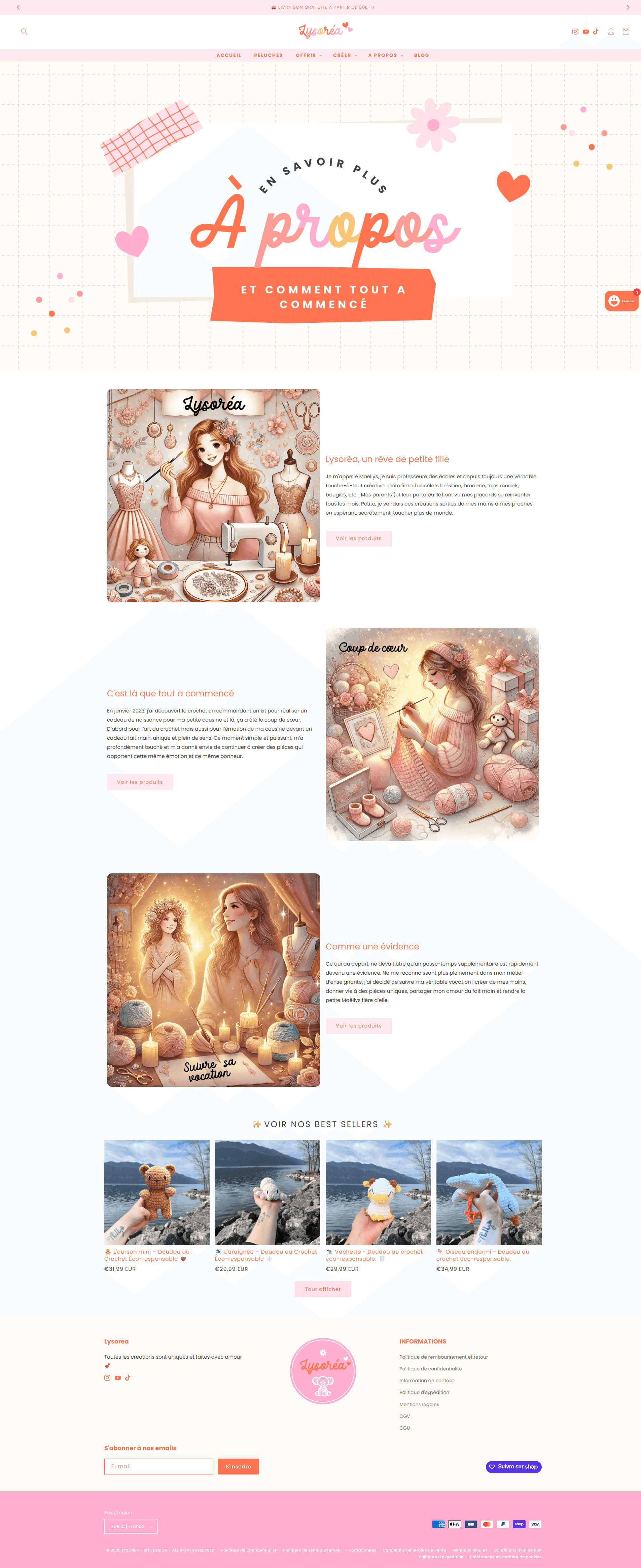 Aperçu de la page à propos du site e-commerce lysorea.com réalisé par l'agence web Bracket Corp.