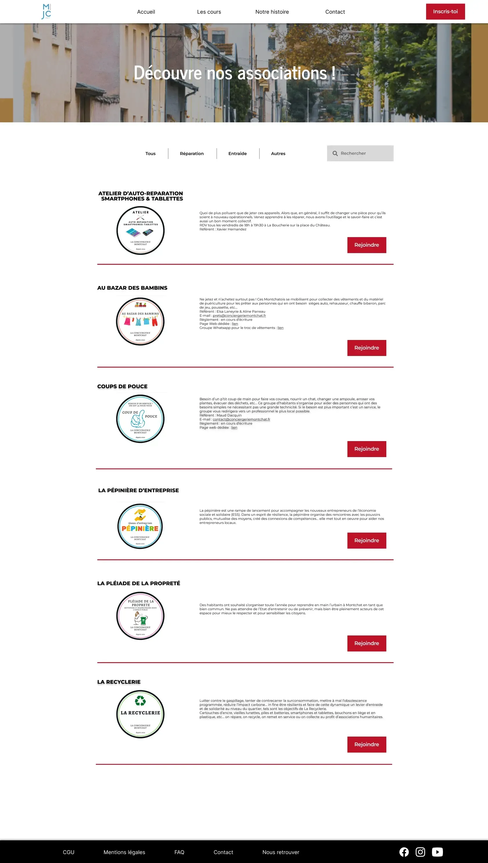Capture de la page partenariats du site vitrine de la conciergerie Montchat, imaginée par l'agence Bracket Corp.