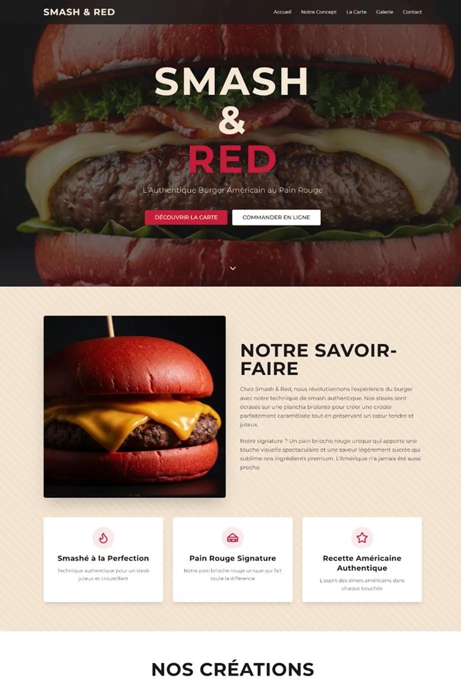 Page d'accueil réalisée par Bracket Corp pour le site internet de Smash & Red