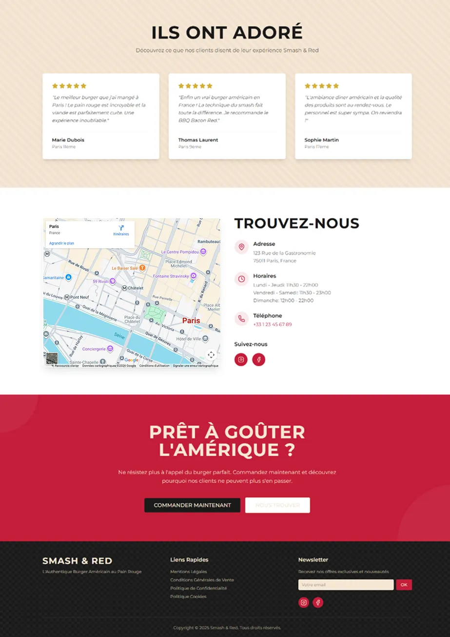 Page contact développée par Bracket Corp pour le site internet de Smash & Red