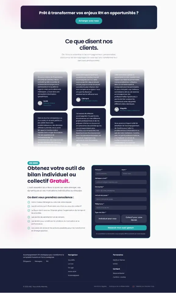 Section avis clients réalisée par Bracket Corp pour une landing page