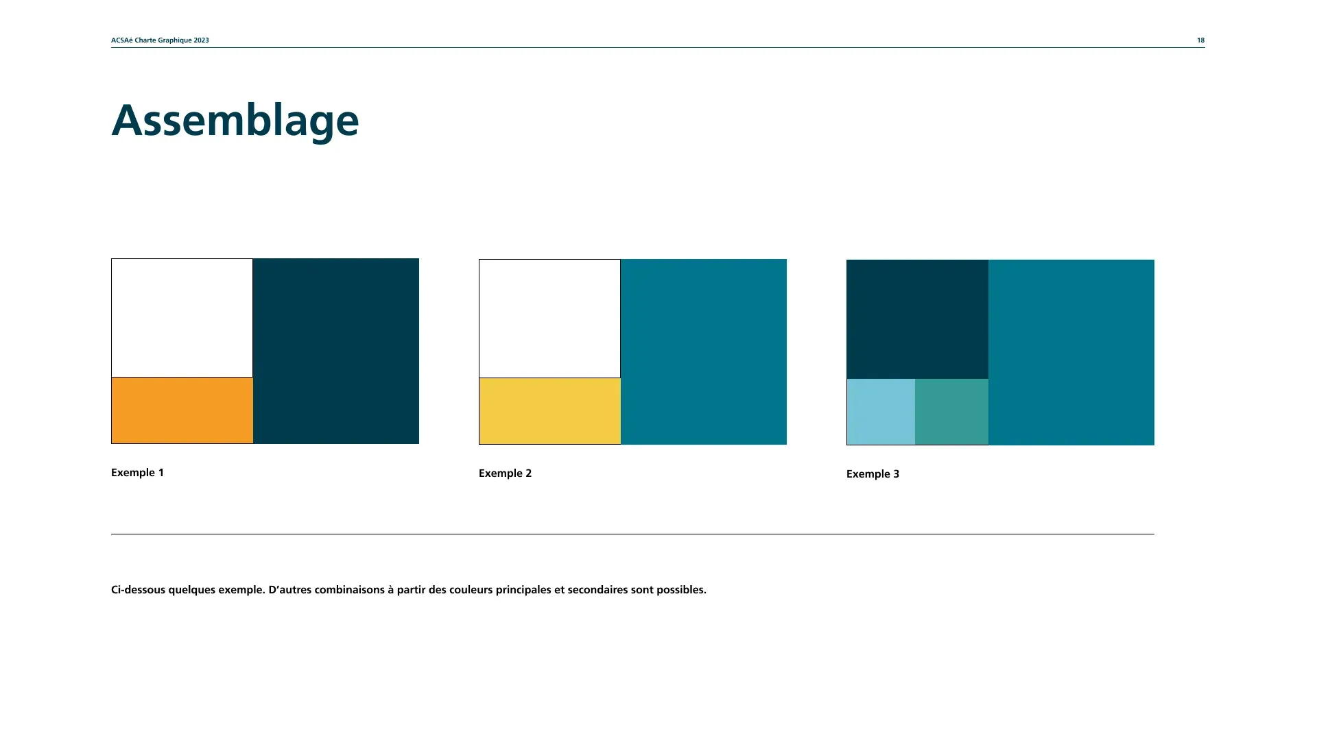 Aperçu des règles d'assemblage citées dans le guide de style créé par l'agence web Bracket corp pour le projet ACSAé.