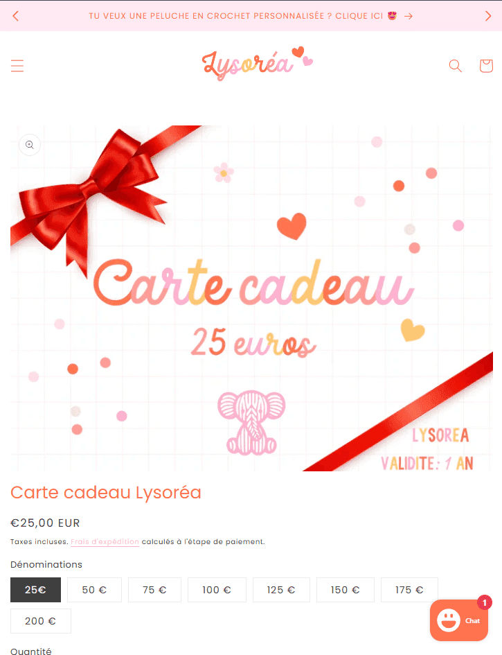 Fiche produit — peluche personnalisée