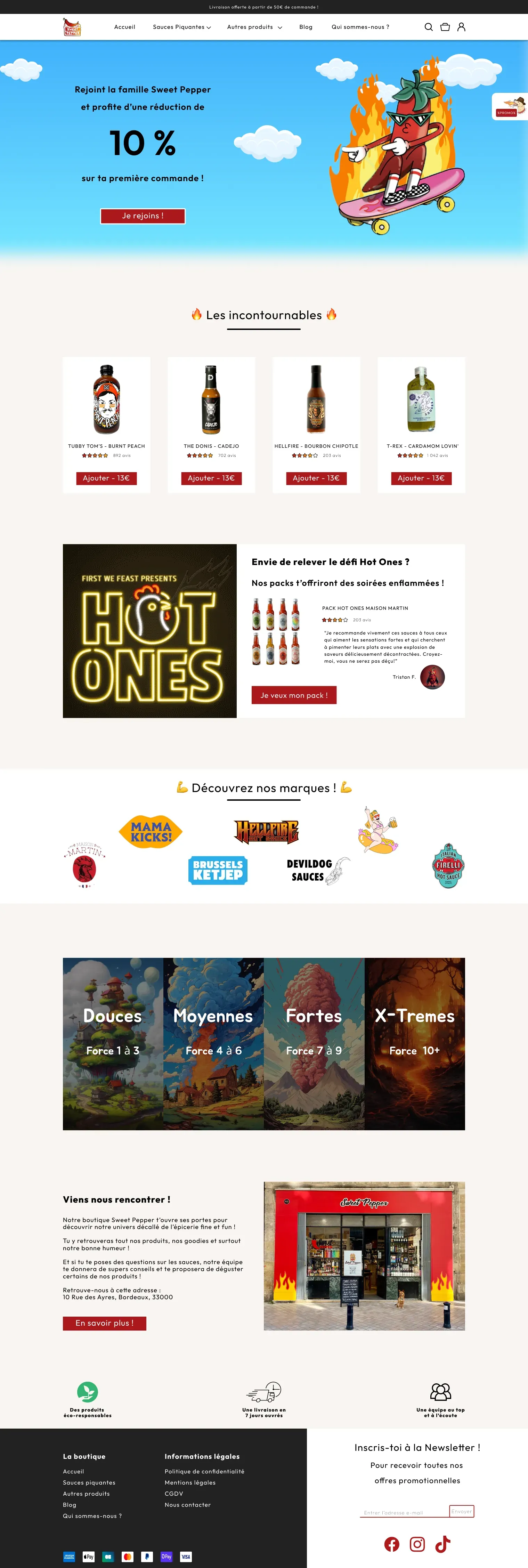 Capture de la boutique e-commerce Sweet Pepper, imaginée par l'agence Bracket Corp.