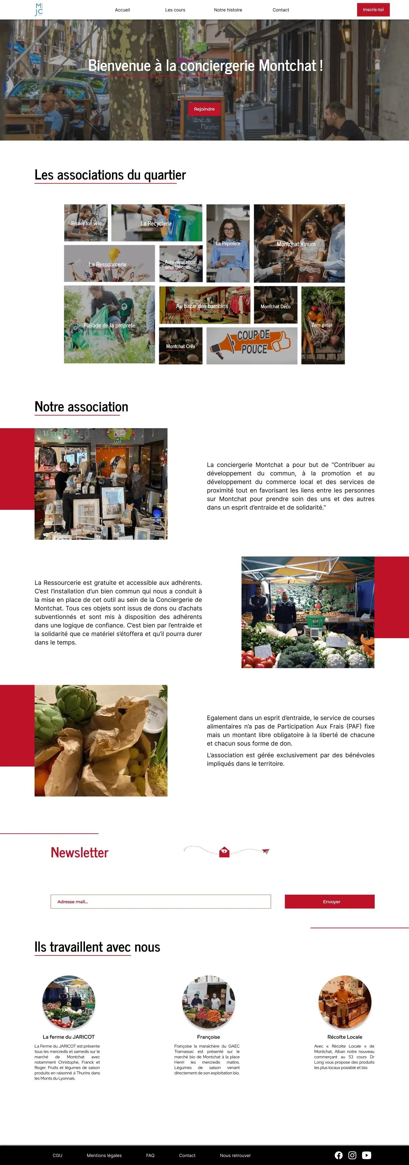 Capture du site vitrine de la conciergerie Montchat, projet mené par l'agence web Bracket Corp